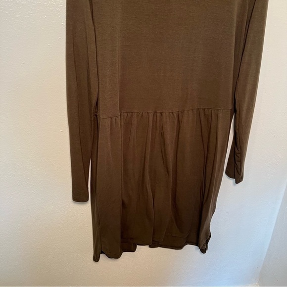 Zenana Shirred Waist Buttoned Cardigan Olive Green - Picture 9 of 12
